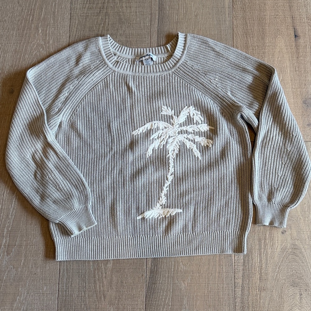 Tommy Bahama Beige Palm Sweater